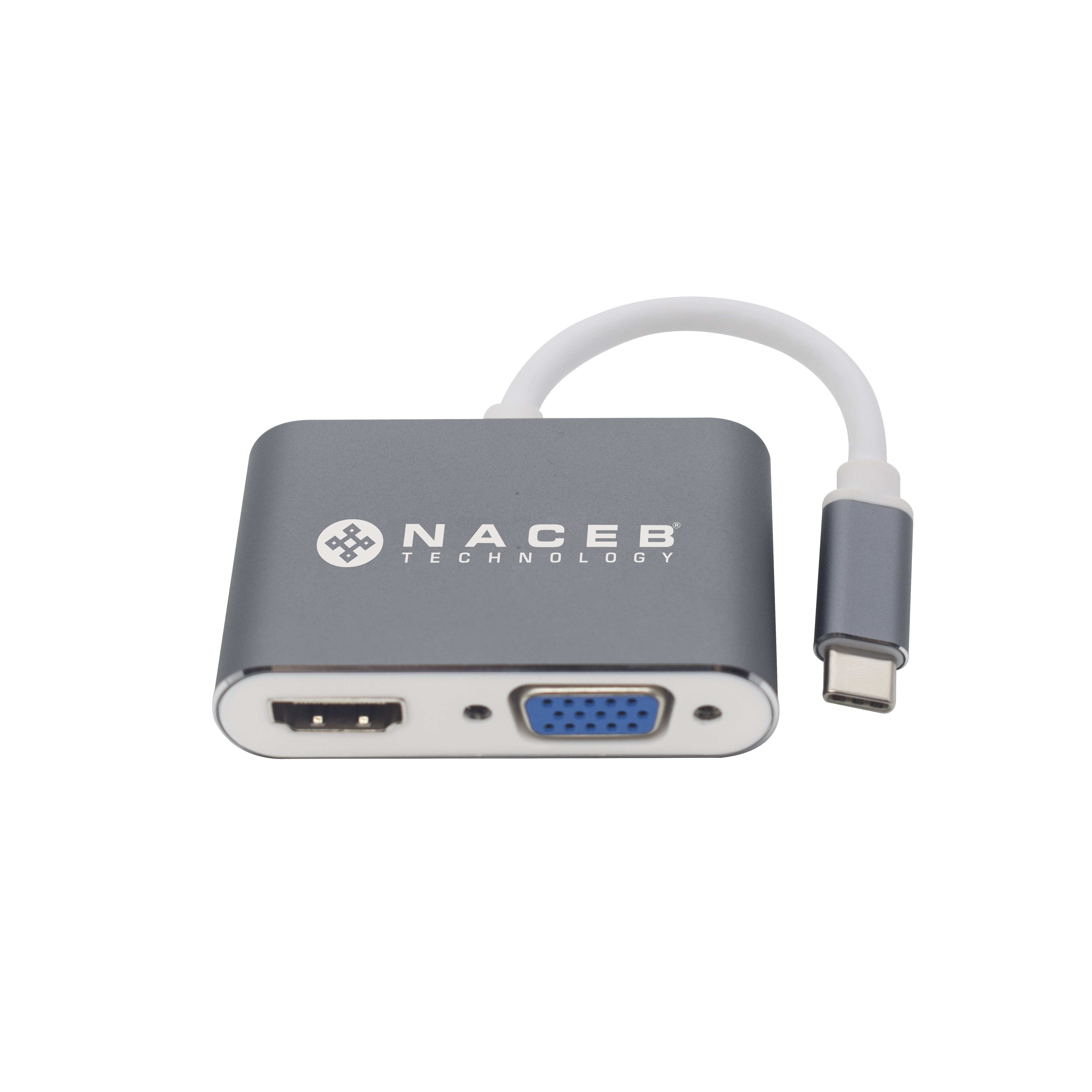 Adaptador Tipo C a HDMI+VGA Naceb Technology NA-0113